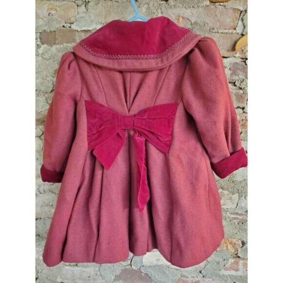 Rothschild Wool Coat Girls Sz 3 Red Winter Dress Christmas - Picture 2 of 6